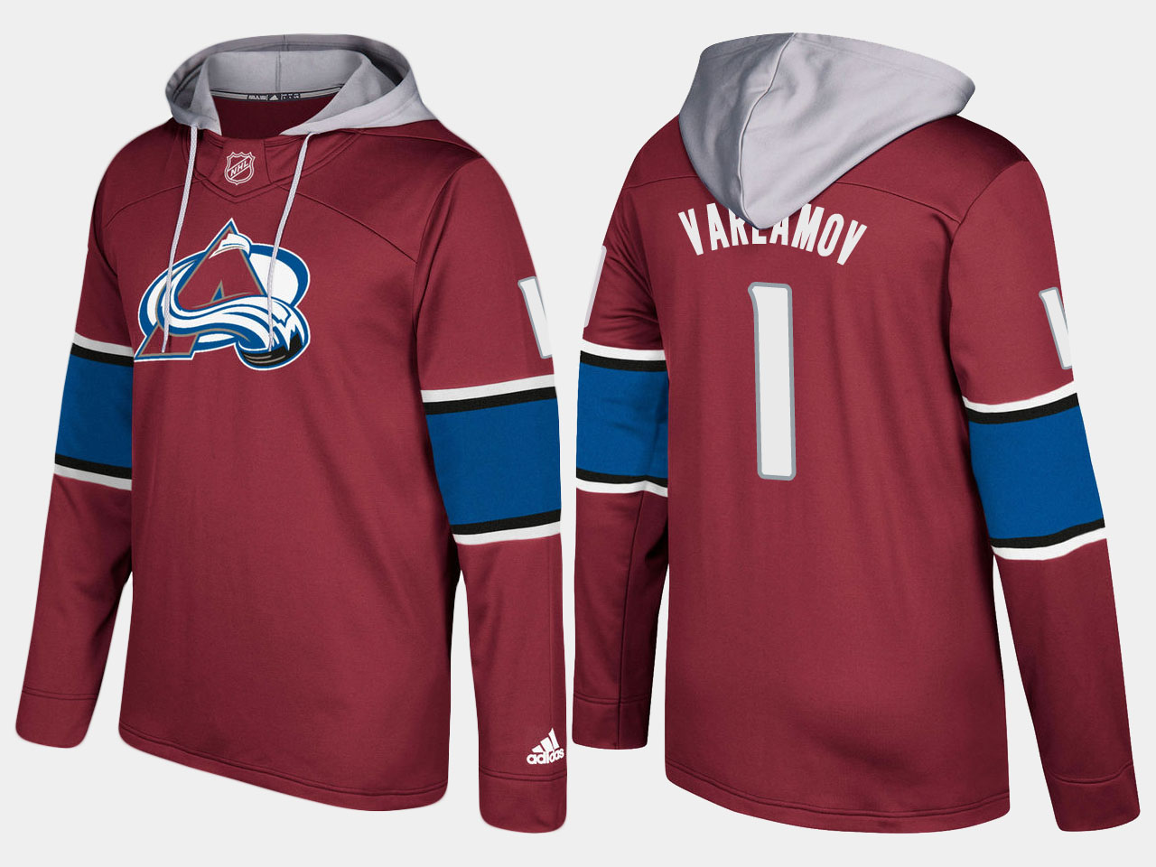 Men NHL Colorado avalanche #1 semyon varlamov burgundy hoodie